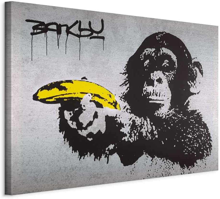 artgeist Canvas Wall Art Print Banksy 35x24 in - 1pcs Home Decor Framed Stretched Picture Photo Painting Artwork Image Street Art 030115-40