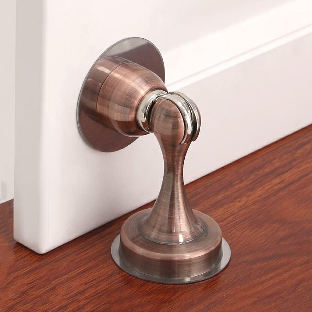 JSEIAJB Stainless Steel Doorstop Non-Punch Wind-Proof Door Stopper Wall Mounted Floor Holder Hardware(Red Bronze)