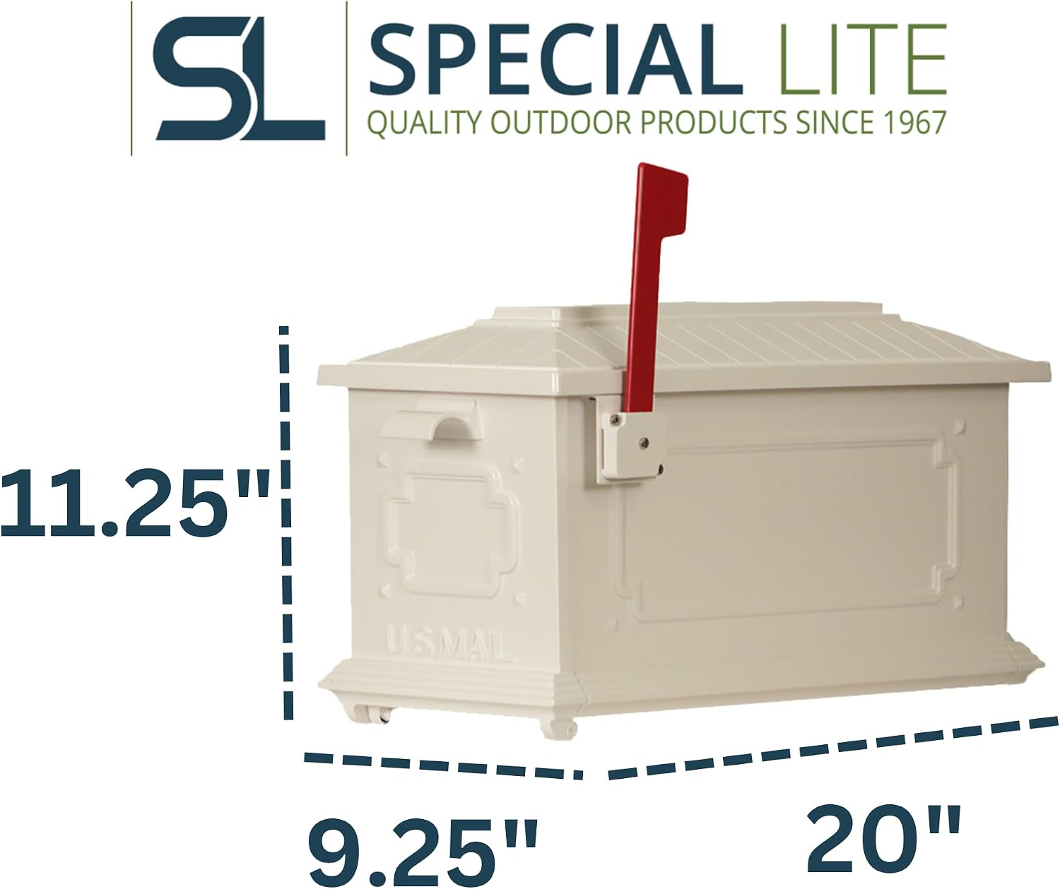 Special Lite Kingston Curbside Mailbox - White Aluminum Mailbox for Post Mount - SCK-1017-WH