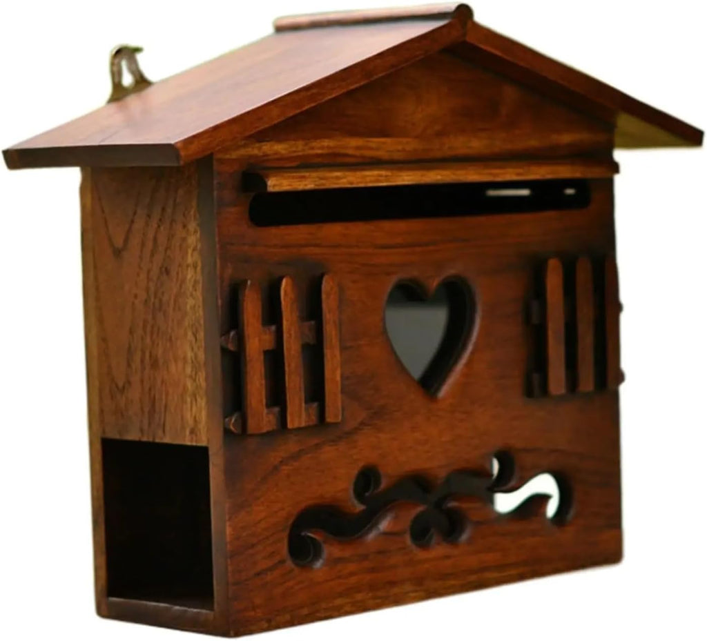 Hanging Locking Security Mailbox Rainproof Holds Documents Bills Letters Keys Home Decor Wooden for Office Mudroom for Home Office