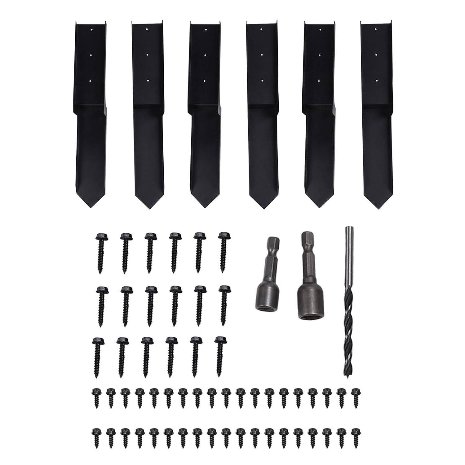 6 PCS Fence Post Repair Kit, H - Shaped Cold Rolled Steel Anchors with Screws for Wooden Fence Posts - Strong Support and Easy Installation for Fence, Mailbox, Deck, Garden Poles