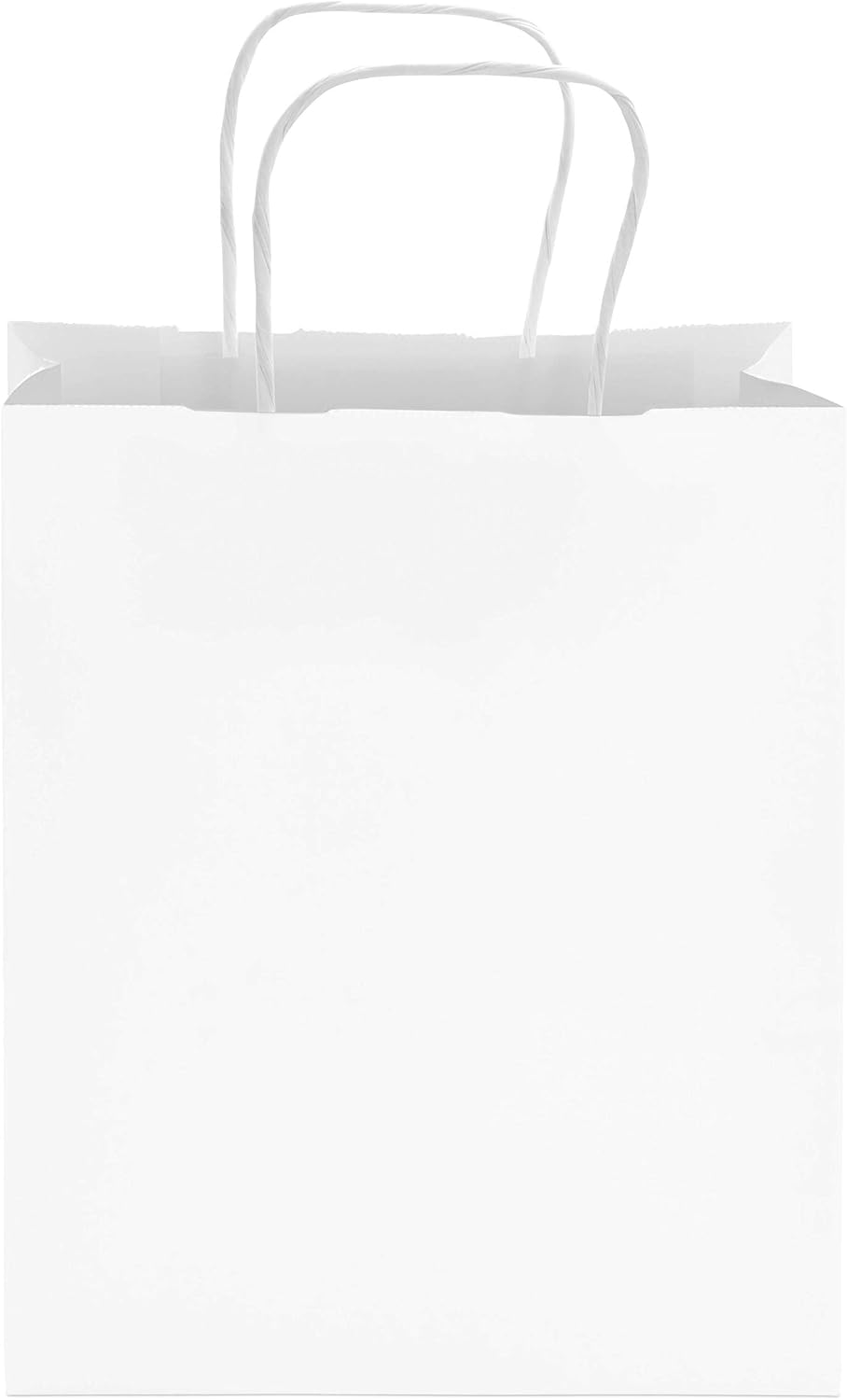 Prime Line Packaging White Paper Bags, Kraft Gift Bags with Handles for Small Business, Boutique, Retail, Shopping, Birthdays, Party Favors, Bulk, 8x4x10, 400 Pack