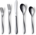 Danialli Matte Silverware Set, 18/10 Stainless Steel Satin Flatware, Modern Brushed Finish Cutlery, Dishwasher Safe & Durable, Built to Last (40-Piece, Marettimo Hammered)