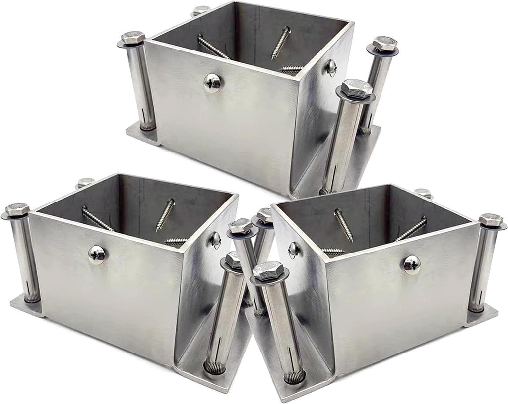 1 2 3 4 Pieces Post Base Bracket, Pergola Mailbox Deck Railing Post Wrap/Skirt Anchor Kits 2x2 3x3 4x4 5x5 6x6 7x7 8x8 Inch Square Support Foundation Easy to Install, Metal Waterproof(3 Pack