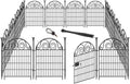 Getlay Tall Garden Animal Barrier Fencing with Gate, 32 in(H)×27 in(L) 16 Panels Dog Digging Fence Barrier, Black Metal Temporary Fence, Reusable Defense Fences for Outdoor Yard. Total 35 Ft│Patented