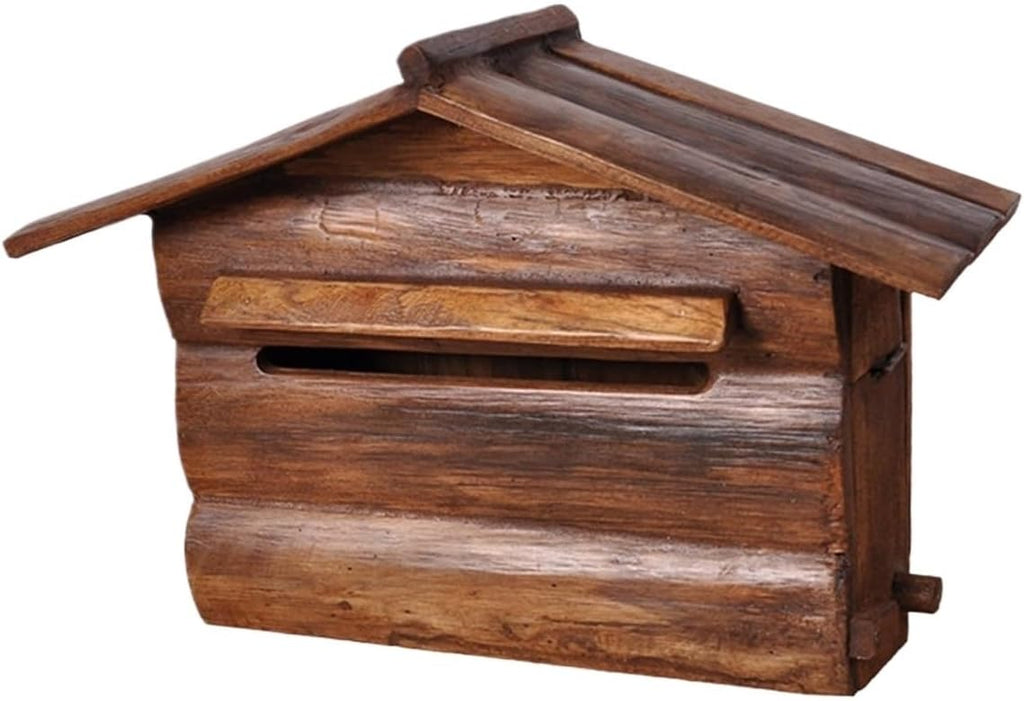 Modern Delivery Letterbox Wall Mounted Post Box Vintage Postbox Mailboxes Wooden Drop Box for Home Outdoor Porch Decor Letter Post Mail Outdoor (Bruin 39.5 * 15 * 27cm)