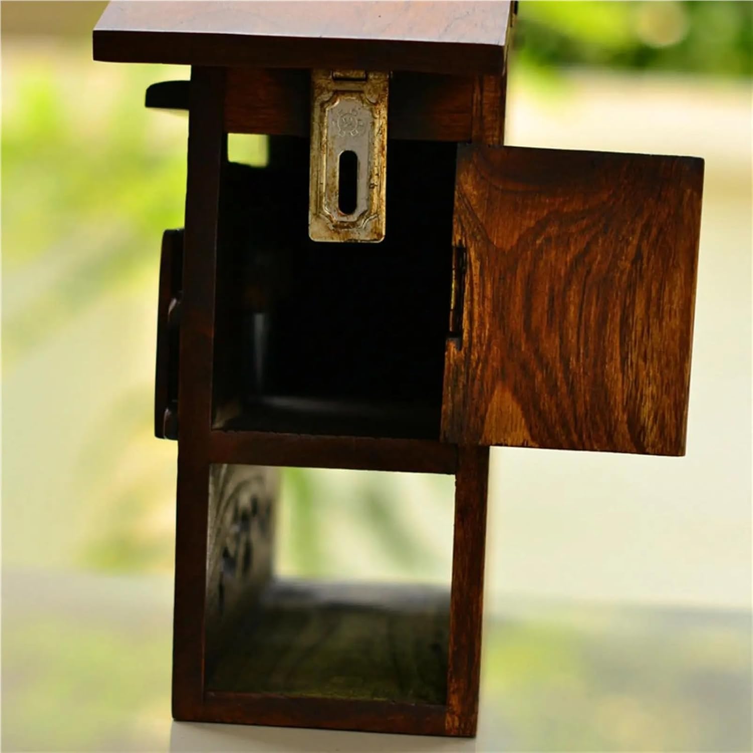 Hanging Locking Security Mailbox Rainproof Holds Documents Bills Letters Keys Home Decor Wooden for Office Mudroom for Home Office