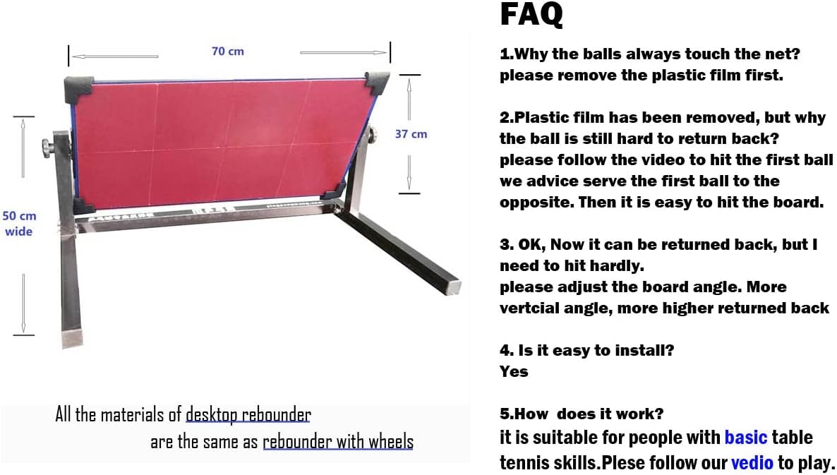 Portable Desktop Table Tennis Rebound Board Rebounder with 8 Red Rubbers, Improved 2nd Generation Pingpong Return Board Self Training Equipment, Strong Steel Frame | Easy to Install