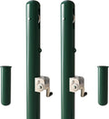 Tennis Posts, Professional Green Tennis Net Posts with Ground Sleeves, Round Heavy Duty Tennis Poles for Outdoor Indoor Tennis Court Training Equipment