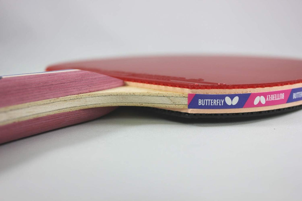Butterfly Nakama S-3 Table Tennis Racket with 2 Balls - Carbon Blade - Flextra 1.9mm Rubbers - ITTF Approved