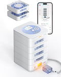 56-Day(1X) Automatic Pill Dispenser (Expandable Tray) – App & On-Device Setup by Family, LCD Display, Digital Lock, Sound & Light Alerts –Safe Medication Organizer for Dementia Seniors (4-Tray, White)