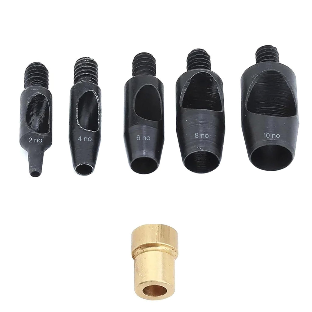 Hole Puncher Set, Punch Press Machine and 2, 4, 6, 8, 10 mm Interchangeable Punch Heads for Leather Craft and Fabric