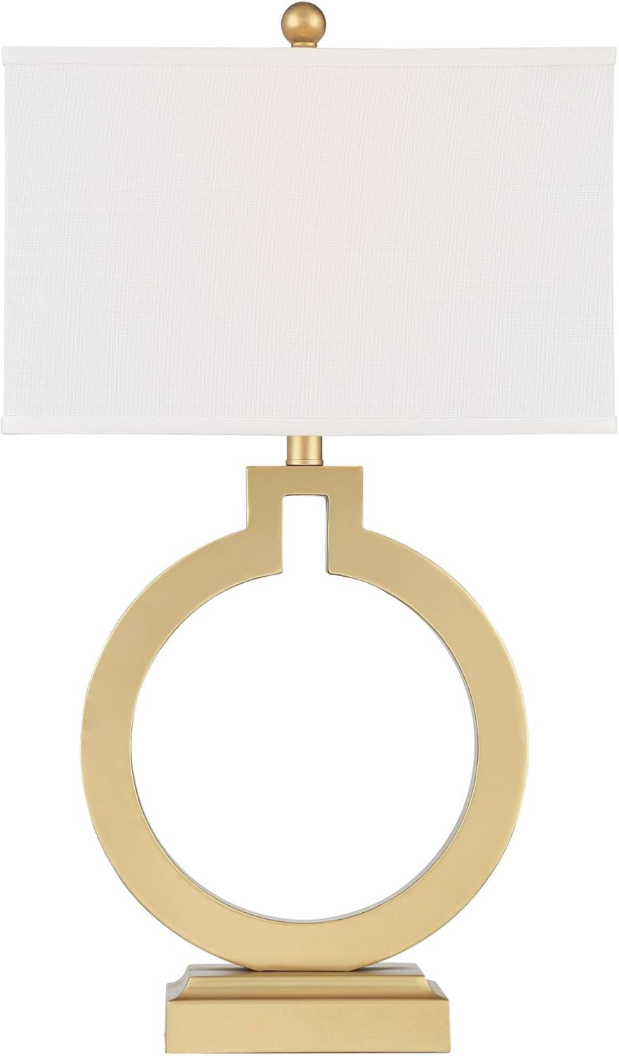 360 Lighting Modern Table Lamps 28 1/2' Tall Set of 2 with USB Charging Port Brushed Gold Open Ring White Rectangular Shade for Bedroom Living Room House Bedside Nightstand Office Family