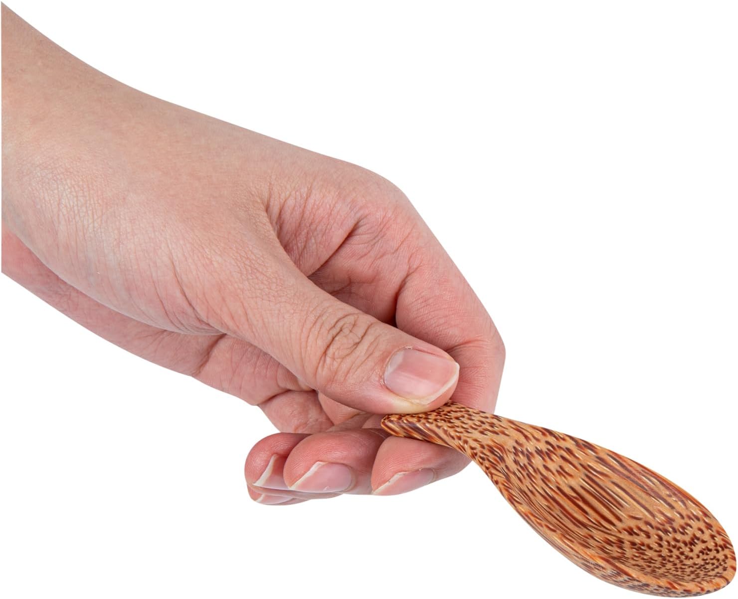 Restaurantware Serving Spoons, 3.5 Inch Pack of 40 Handmade Coconut Spoons for Serving, Wooden Serving Spoon with Lacquered Finish for Appetizers, Desserts, Buffet, Catering