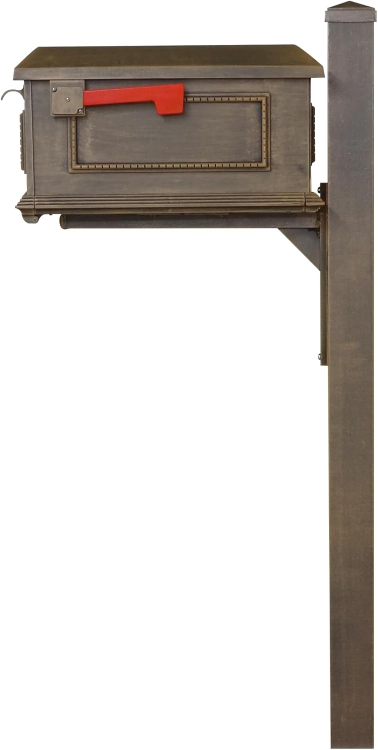 Special Lite Traditional Curbside Mailbox with Wellington Post - Copper Aluminum Mailbox with Post - SCT1010_SPK720-CP