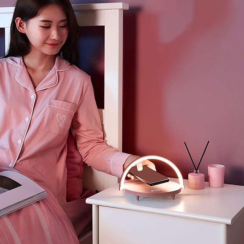 Reading Lights Multifunctional LED Desk Lamp Wireless Charger Phone Holder Reading Lamp 3 Brightness Levels Bedside Lamps (Color :) (Green)