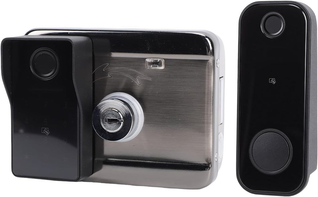 Smart Gate Lock Double Sided Fingerprint Locks Keyless Entry for Outdoor Garden in Black Stainless Steel