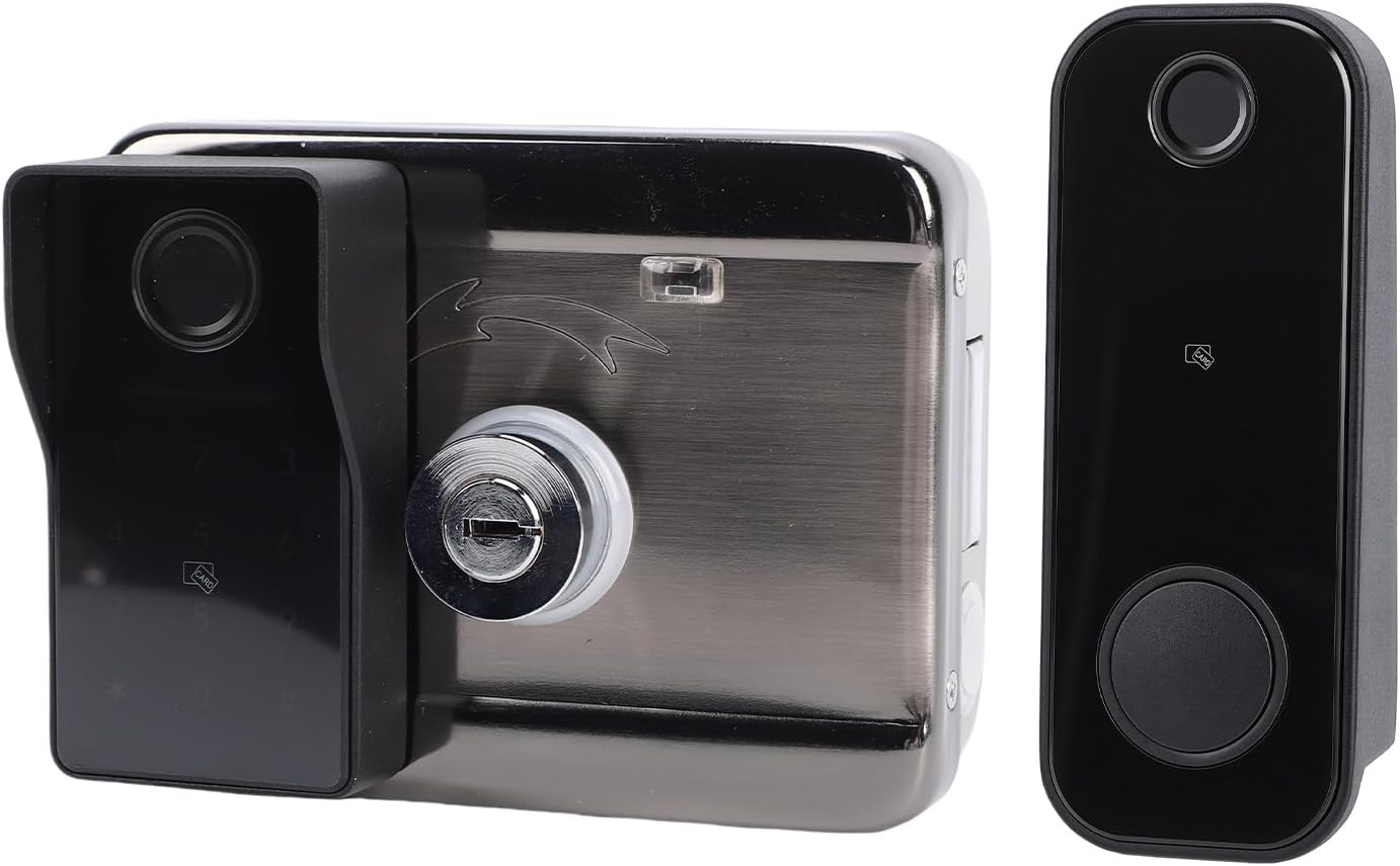 Fafeicy Smart Gate Lock, Double Sided Fingerprint Lock with Keypad and 5 Unlock Methods for Hollow Doors