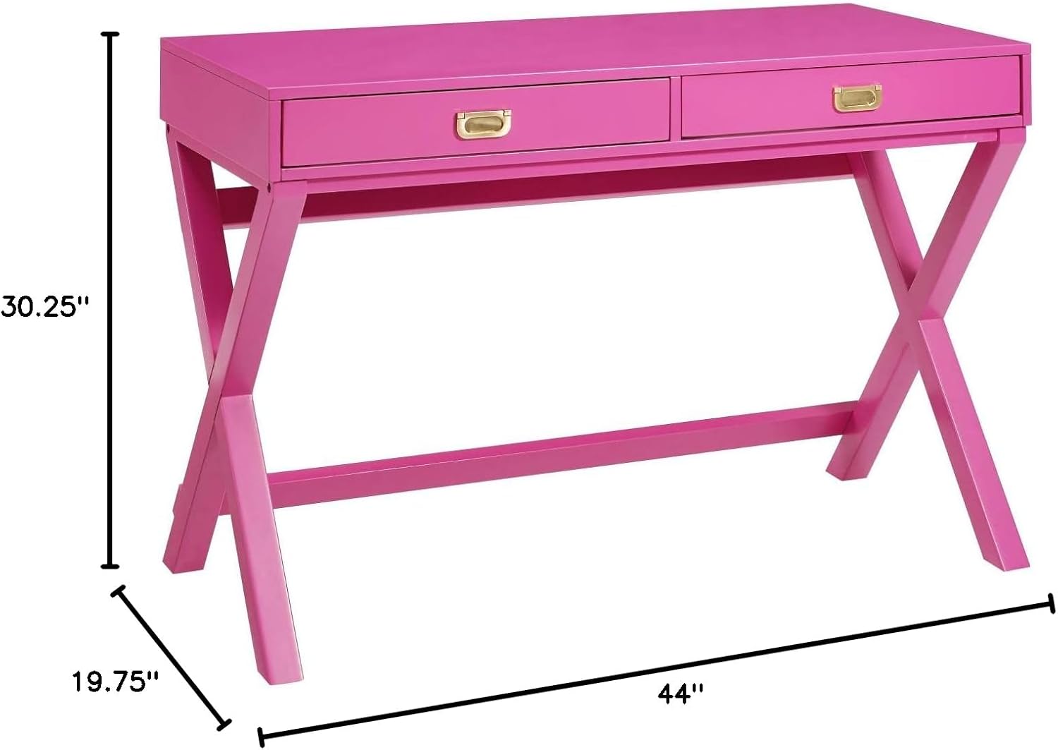 Linon PG138RSP01U Linon Home Decor Peggy Raspberry Pink Writing Desk Desk, Raspberry Pink, 44'W x 20'D x 30'H