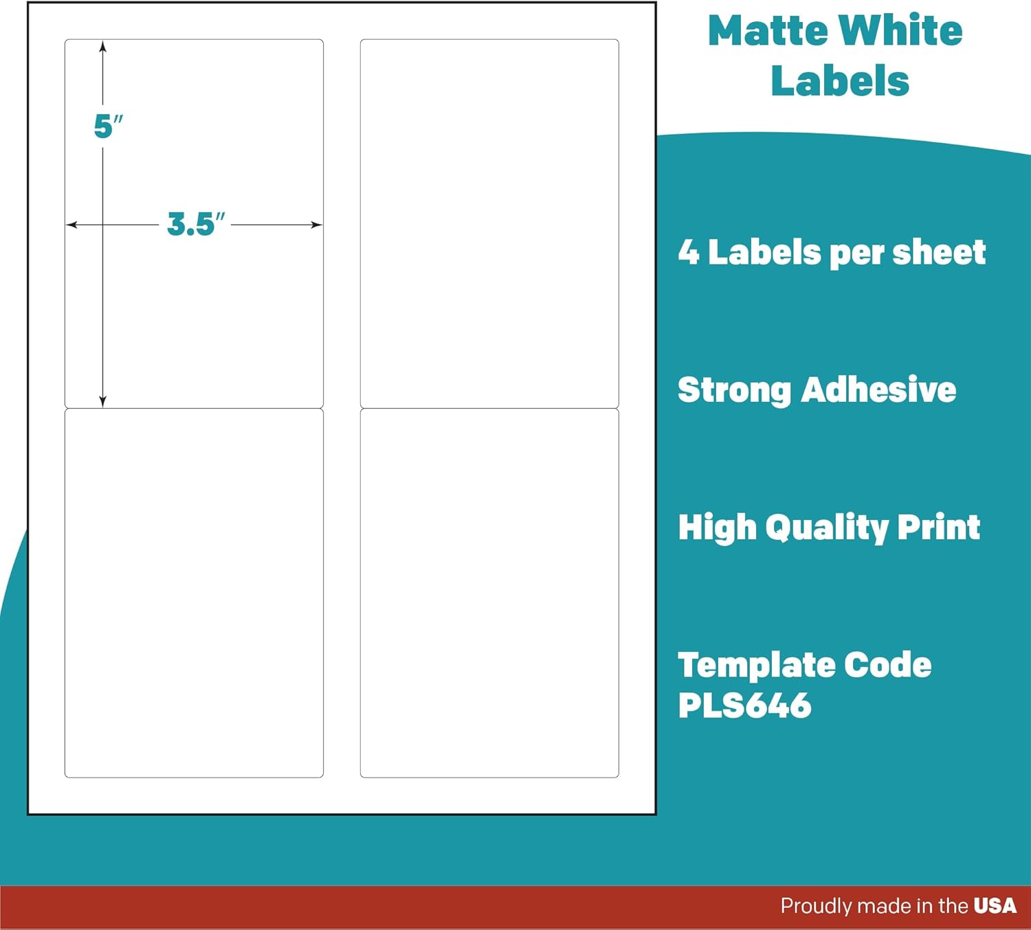 Premium Label Supply White Sticker Mailing/Shipping Labels – 3.5' x 5' – Laser/Inkjet Compatible – (4 per Sheet), 2000 Sheets - 8,000 Total Adhesive Labels