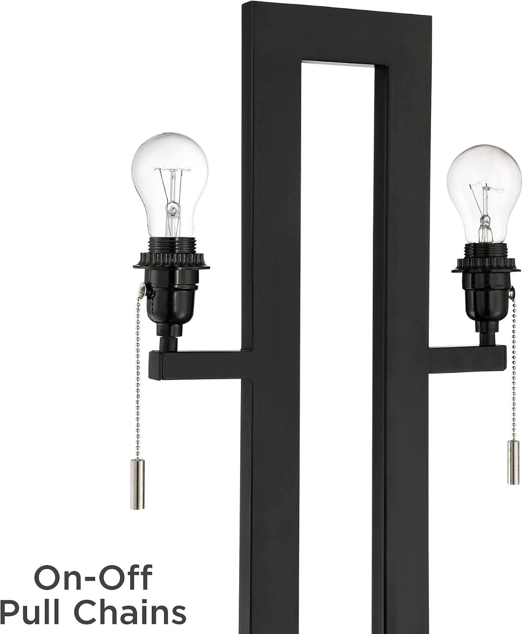 360 Lighting Neil 26' High Modern Rustic Table Lamp with USB Ports A+C Charging Black Open Metal White Fabric Rectangular Shade for Bedroom Living Room House Home Bedside Nightstand Office Family