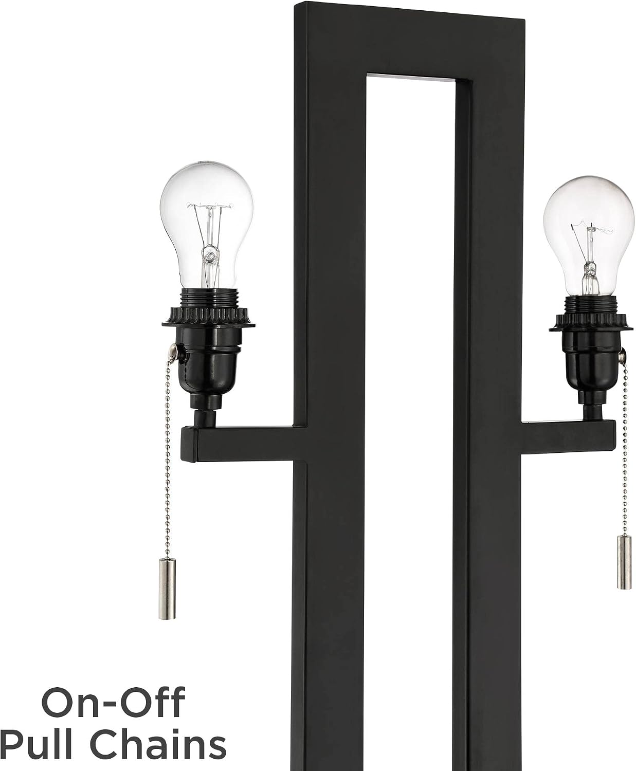 360 Lighting Neil 26' High Modern Rustic Table Lamp with USB Ports A+C Charging Black Open Metal White Fabric Rectangular Shade for Bedroom Living Room House Home Bedside Nightstand Office Family