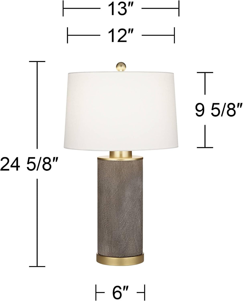 360 Lighting Gilson 24 3/4' High Modern Glam Luxe Table Lamps Set of 2 Gold Textured Gray Finish Ceramic Fabric White Shade Living Room Bedroom Bedside Nightstand House Office Home Reading