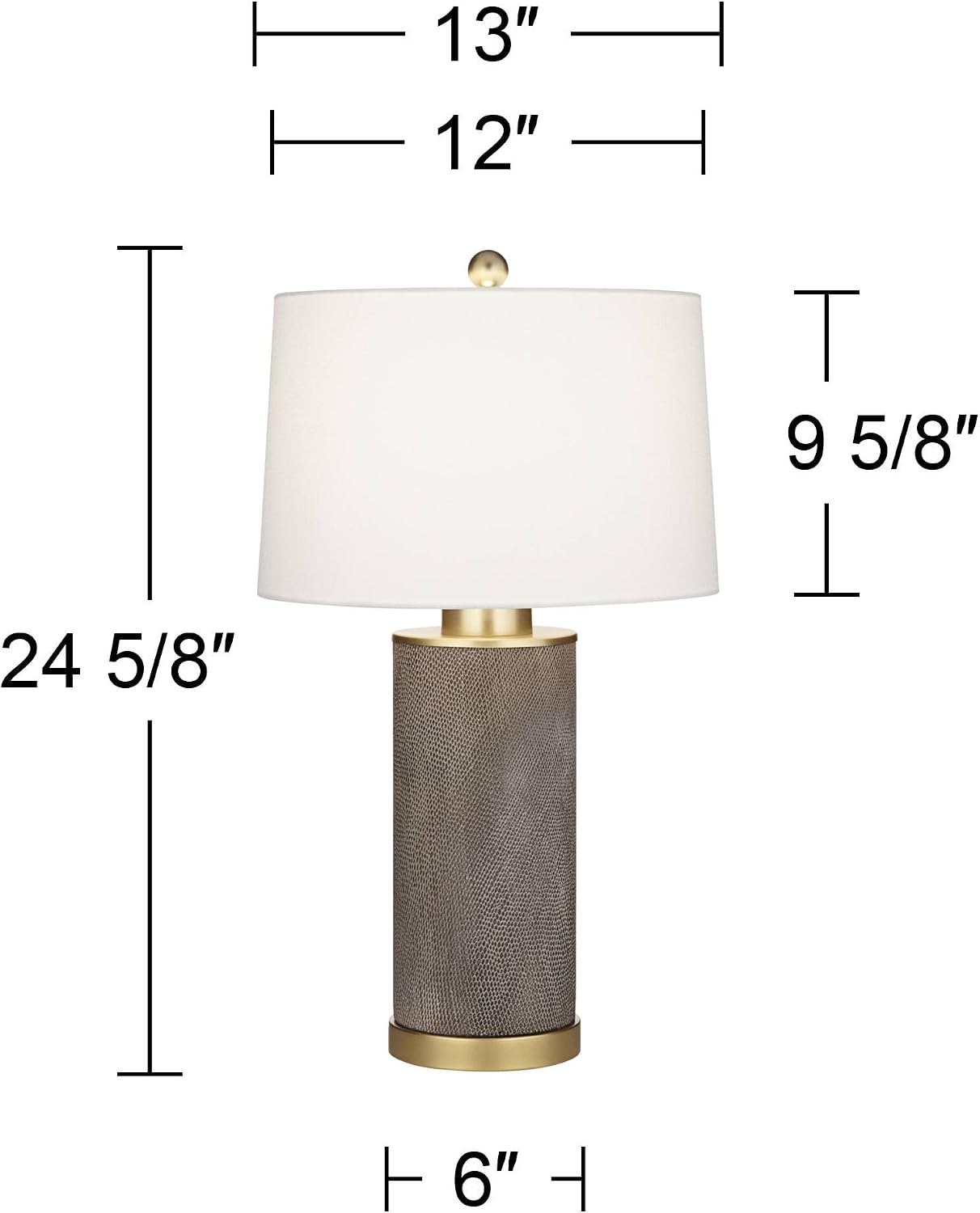 360 Lighting Gilson 24 3/4' High Modern Glam Luxe Table Lamps Set of 2 Gold Textured Gray Finish Ceramic Fabric White Shade Living Room Bedroom Bedside Nightstand House Office Home Reading