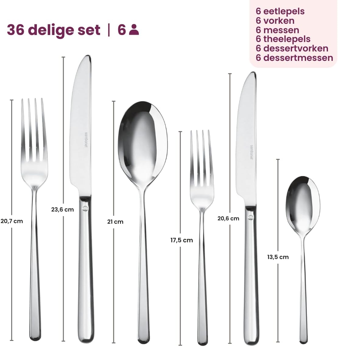 Sambonet Cutlery Set 36 Pieces V.h Stainless Steel