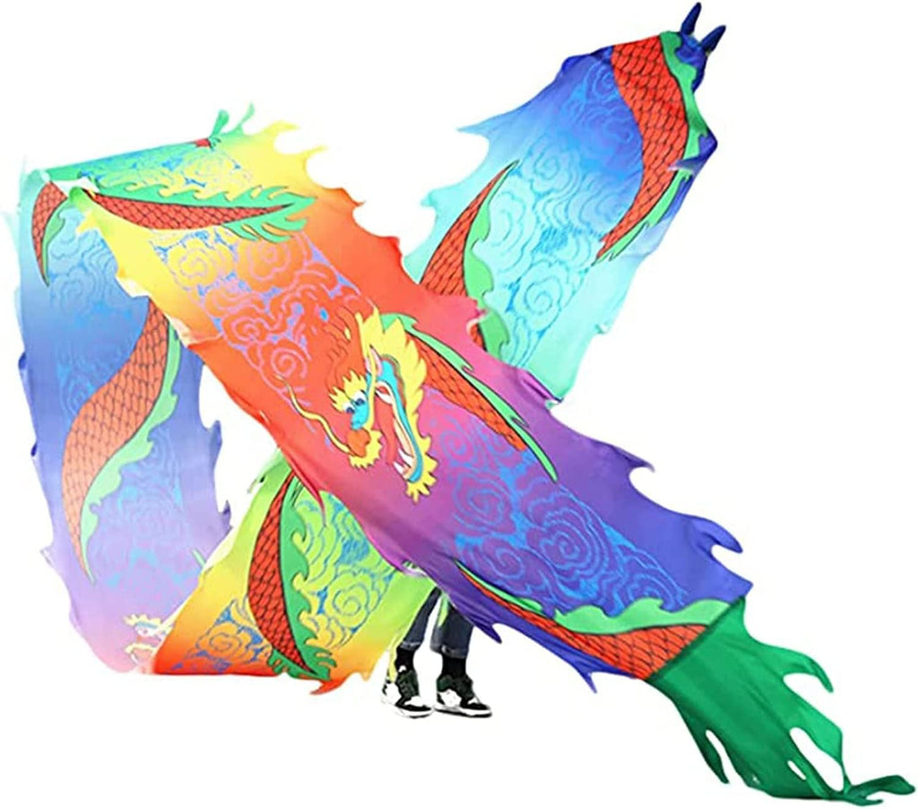 Dance Streamer 3D Colorful Dragon Silk Flowy Spinning & Shaking Poi for Ribbon Toy for Children Kids Beginner