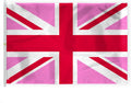 AGAS Large Pink Union Jack Flag 10x15 Ft - Printed 200D Nylon - Rope Thimble Brass Grommet Stitched Edges Fade Proof Sharp Colors - Big Size UK Pink Pride flag
