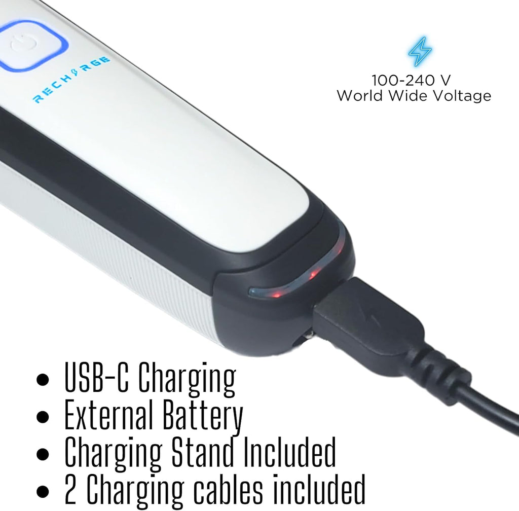 Supreme Trimmer 2-in-1 Recharge Hair Clipper & Beard Trimmer Combo | 7500 RPM, Removable Battery, Smart USB Charging Base | STC779 + ST777