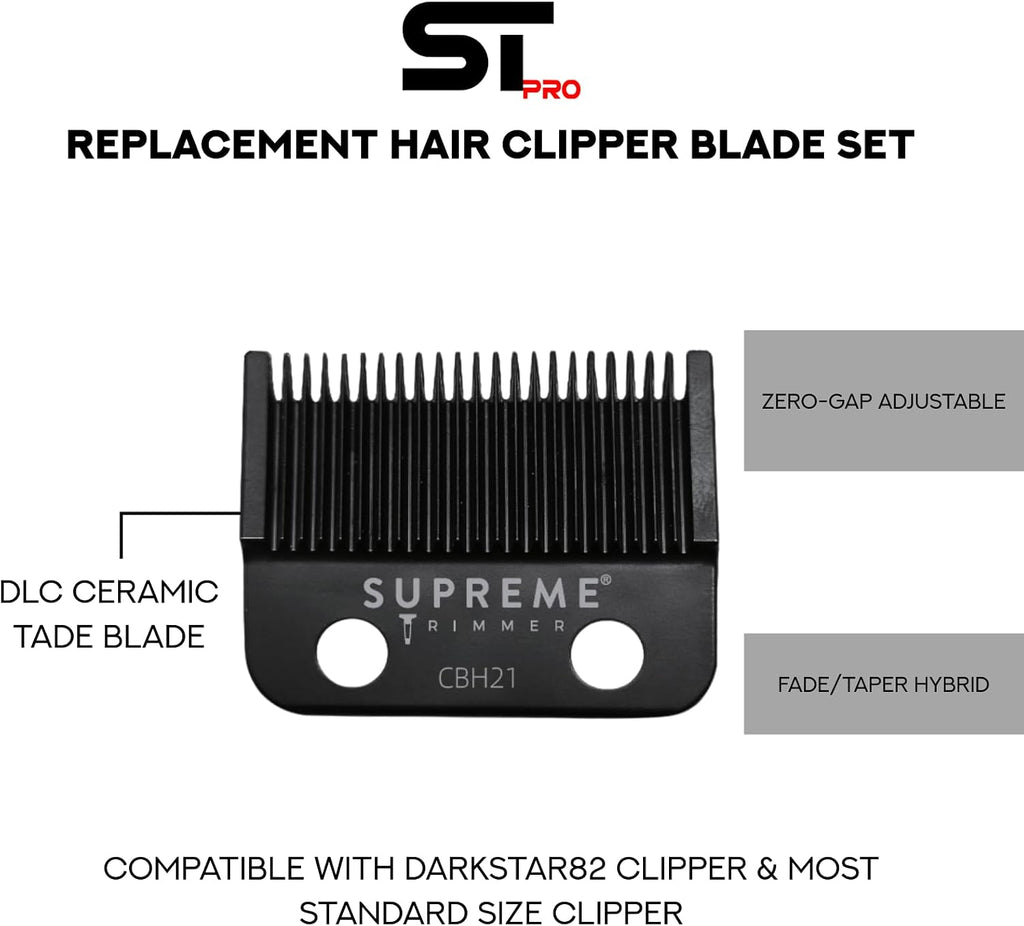 Supreme Trimmer Darkstar 82 Metal Body Clipper & Trimmer Set with Magnetic Vector Motor | 180 Min Run Time, 9100 RPM Professional Hair Clipper & Beard Trimmer | Low Noise, DLC Blades | STC82 + ST800