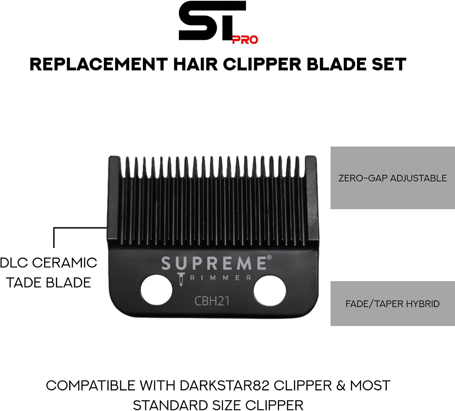 Supreme Trimmer Darkstar 82 Metal Body Clipper & Trimmer Set with Magnetic Vector Motor | 180 Min Run Time, 9100 RPM Professional Hair Clipper & Beard Trimmer | Low Noise, DLC Blades | STC82 + ST800