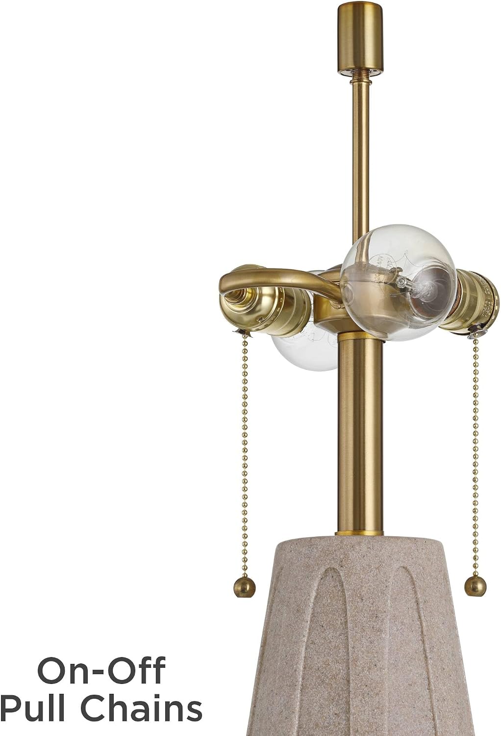 360 Lighting Arizona 28' Tall Modern Coastal Table Lamps Set of 2 Pull Chain Beige Faux Sandstone Finish Fabric White Shade Living Room Bedroom Bedside Nightstand House Office Home Reading