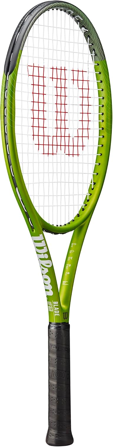 Blade Feel 103 Tennis Racket, 16x20, Adults, Beginners/ Intermediate - Green/ Black