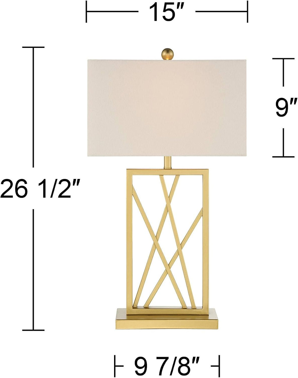 360 Lighting Claudia 26 1/2' Tall Square Modern Glam Luxe Table Lamp Gold Finish Metal Single White Shade Living Room Bedroom Bedside Nightstand House Office Home Kitchen Entryway Console