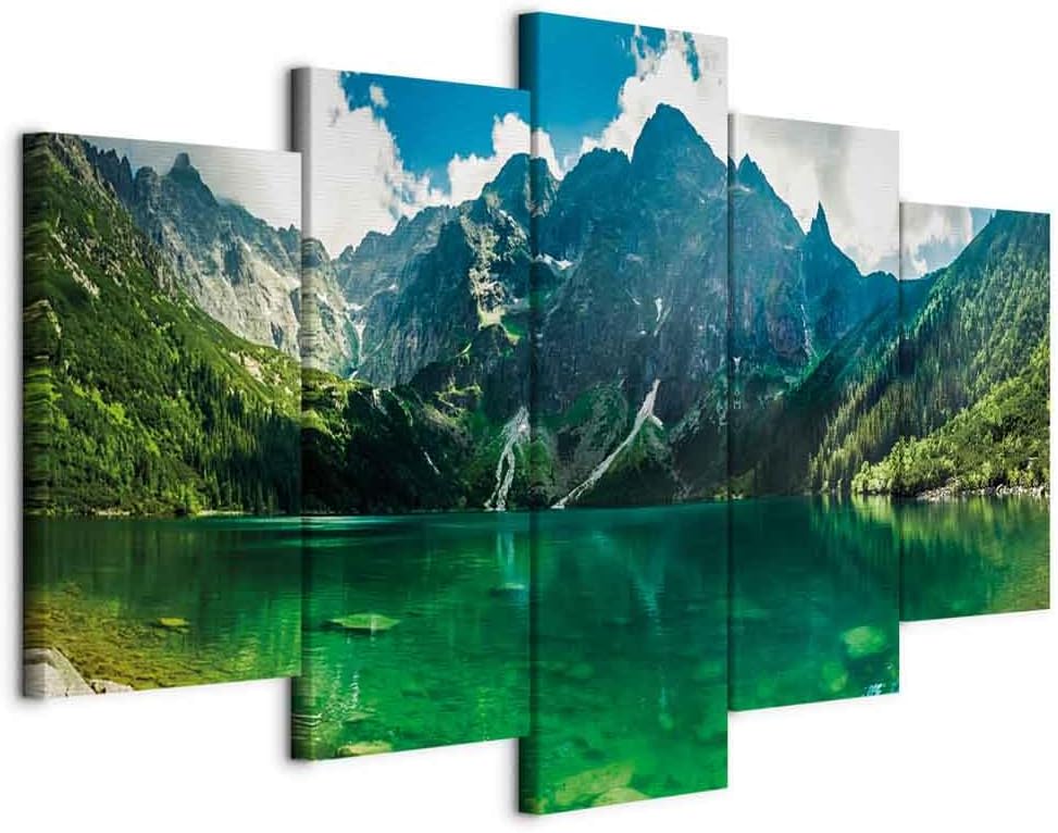 artgeist Acoustic Canvas Wall Art Nature Mountains 80x40 in - 5pcs Picture with Acoustic Foam Sound Print Artwork Room Acoustics Soundproofing Landscape Sky 030212-102