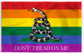 AGAS Large Dont Tread on Me Pride Flag 6x10 Ft - Printed 200D Nylon - Brass Grommets Stitched Edges - Dont Tread on Me Pride Banner for Indoor/Outdoor