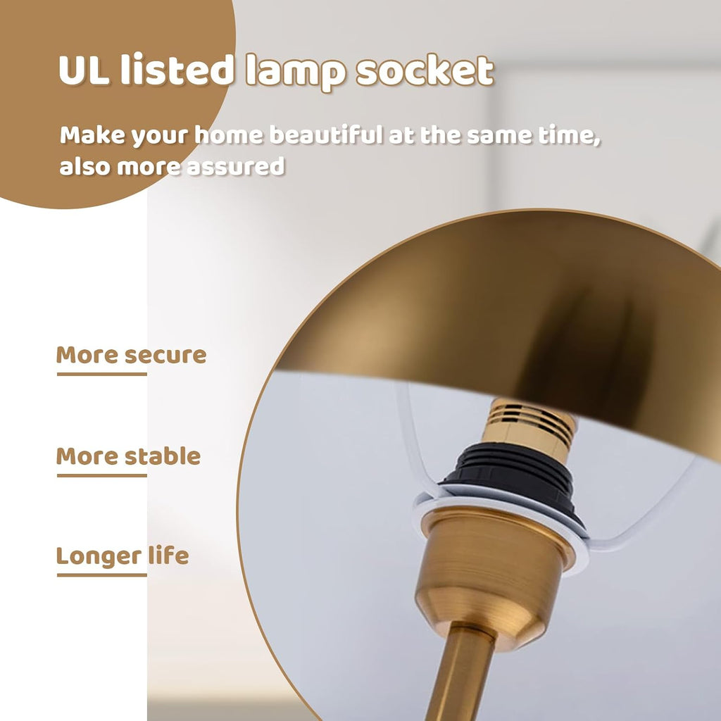 Modern Gold Table Lamp, Mid Century Bedside Table Lamp with Mushroom Dome Shade, 18' Nightstand Reading Lamp Minimalist Desk Lamps for Bedroom Living Room Office Study
