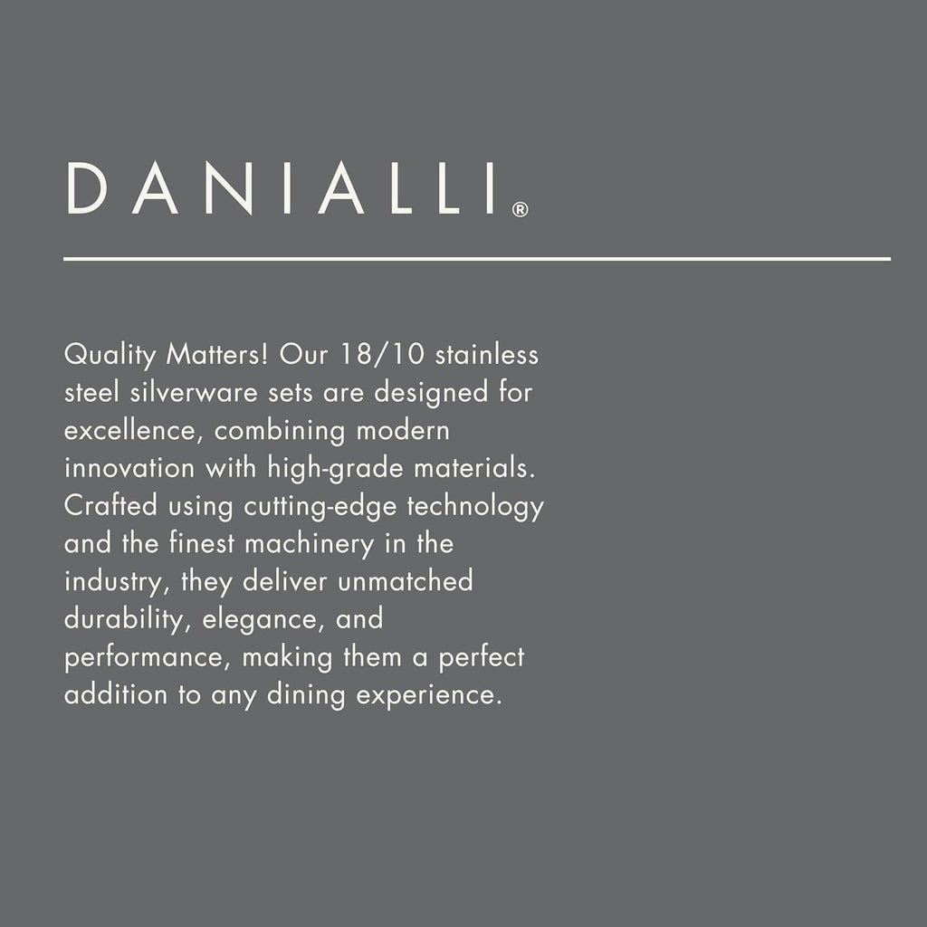 Danialli Matte Silverware Set, 18/10 Stainless Steel Satin Flatware, Modern Brushed Finish Cutlery, Dishwasher Safe & Durable, Built to Last (40-Piece, Marettimo)