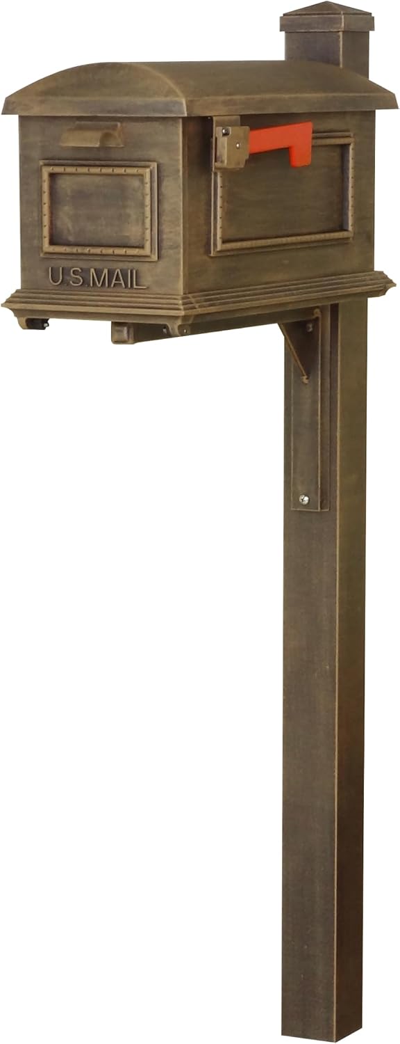 Special Lite Traditional Curbside Mailbox with Wellington Post - Copper Aluminum Mailbox with Post - SCT1010_SPK720-CP