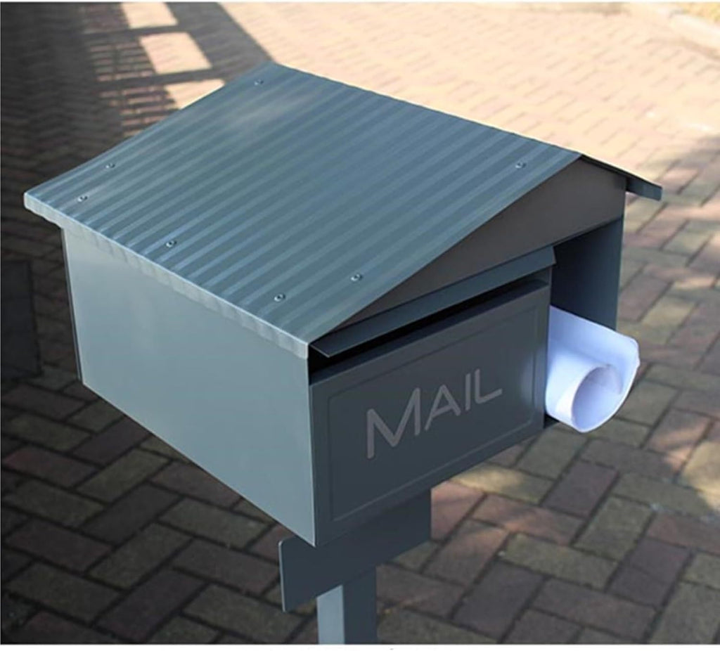 Post Mounted Mailbox Metal Drop Box Letter Delivery Box Post Office Box with Stand Outdoor Floor Curbside Mailbox Newspaper Box
