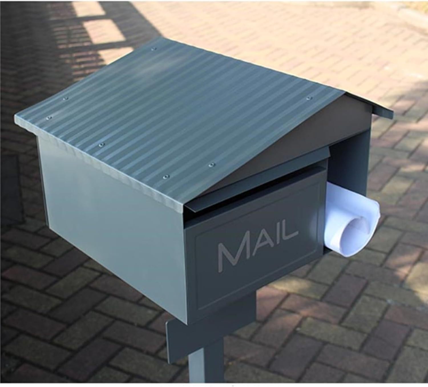 Post Mounted Mailbox Metal Drop Box Letter Delivery Box Post Office Box with Stand Outdoor Floor Curbside Mailbox Newspaper Box