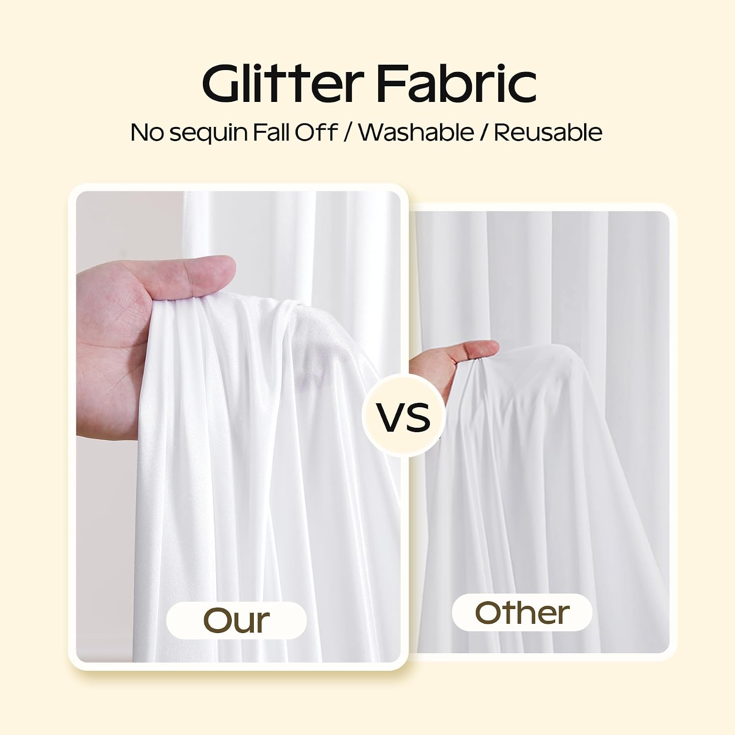 White Glitter Satin Backdrop Curtain for Parties 40x10FT Shimmer Photo Backdrop Drapes Non-Wrinkle Sparkle Drapes for Backdrop Wedding Baby Shower Birthday Christmas Decorations