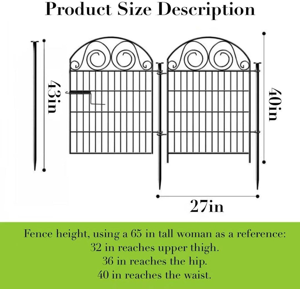 Getlay Tall Garden Fence with Gate, 40 Inch(H) 20 Panels Total Length 43.7 Ft, Dog Fencing Outdoor for Yard, Dog Digging Fence Barrier, Decorative Fence for Garden│Patented
