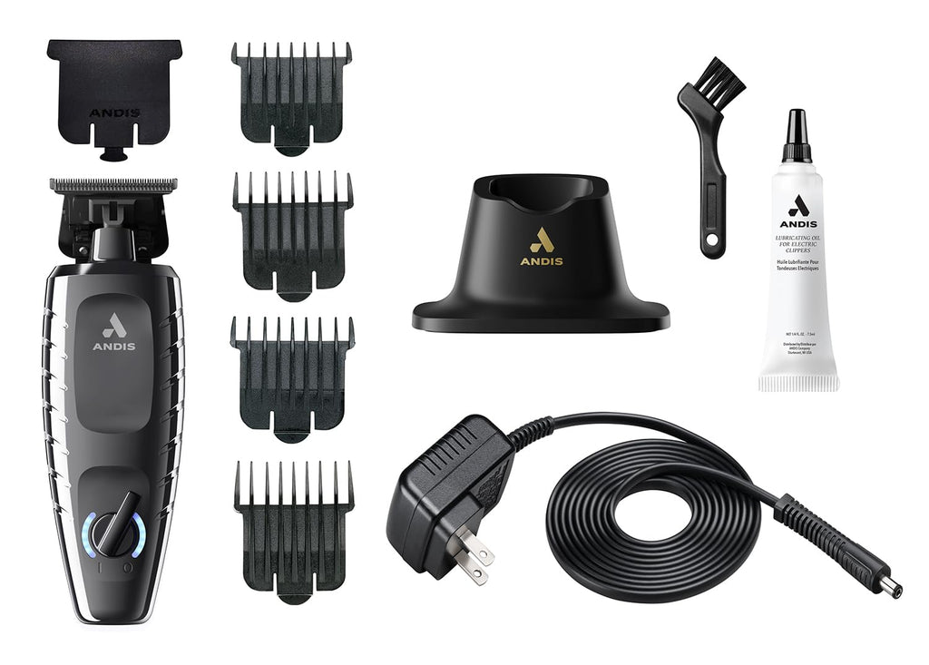 Andis 562627 GTX-EXO II Professional Cordless Lithium-ion Electric Beard & Hair Trimmer with Charging Stand, Black Chrome