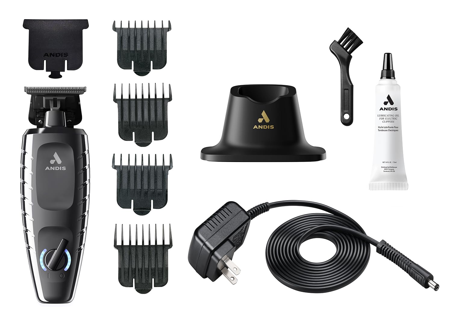 Andis 562627 GTX-EXO II Professional Cordless Lithium-ion Electric Beard & Hair Trimmer with Charging Stand, Black Chrome