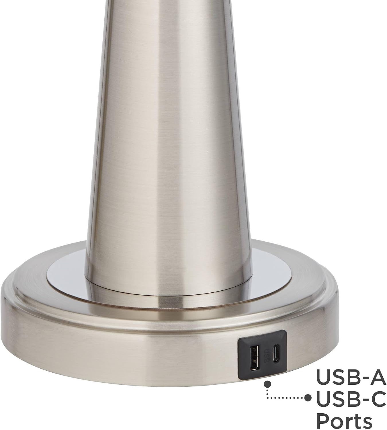 Possini Euro Design Vicki Modern Accent Table Lamps 23' High Set of 2 with USB Charging Port Brushed Nickel Blue Faux Silk Drum Shade for Living Room Desk Bedroom House Bedside Nightstand Home