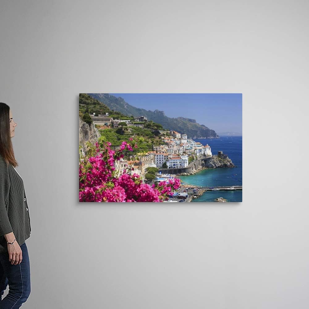 CANVAS ON DEMAND Italy, Campania, Amalfi Coast, Amalfi, Amalfi Overview From Grand Hotel Canvas Wall Art Print by Maurizio Rellini, Coastal, Home Decor, Ocean Artwork, 48'x32'